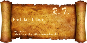 Radits Tibor névjegykártya